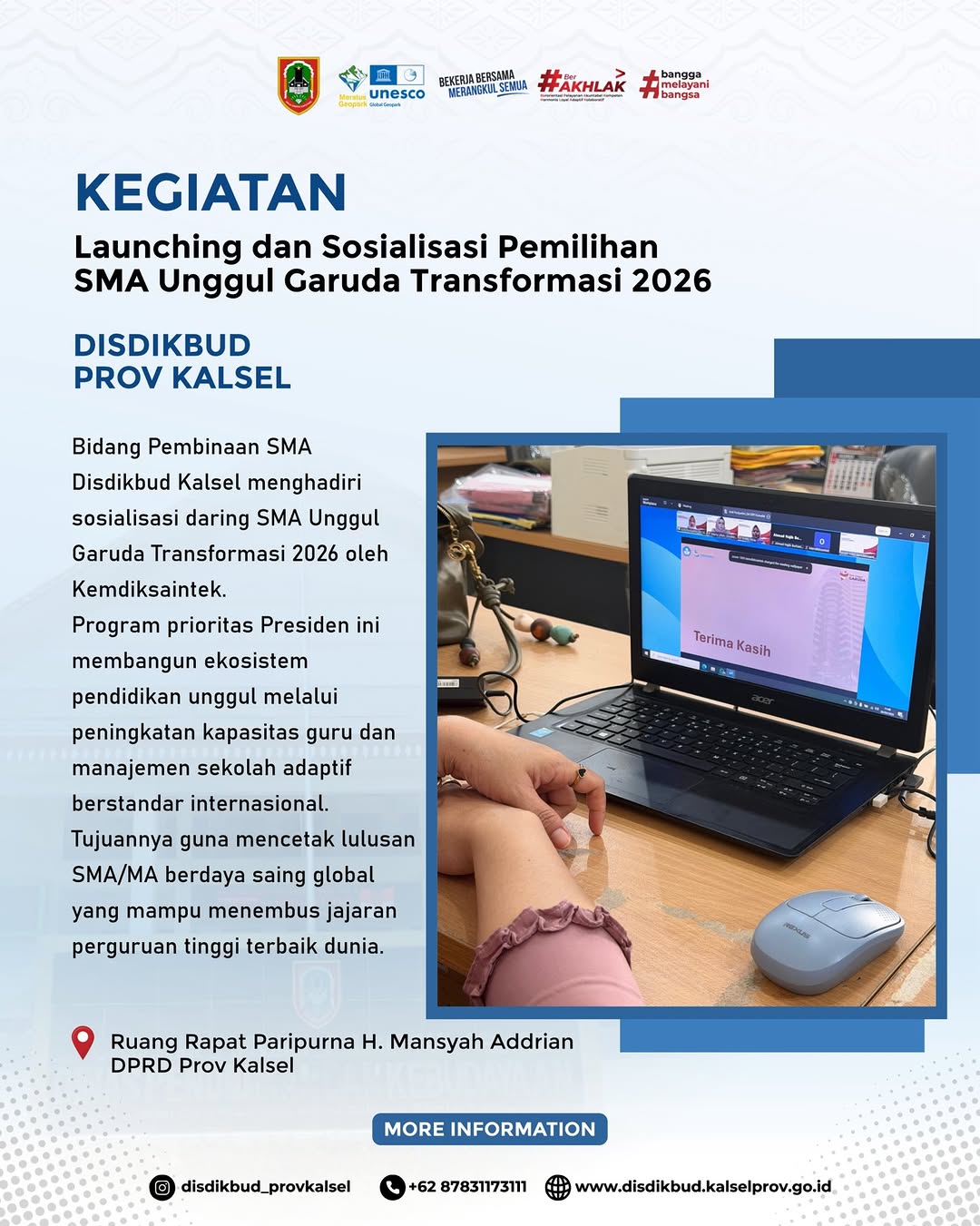 Kagiatan Launching dan Sosialisasi Pemilihan SMA Unggul Garuda Transformasi 2026