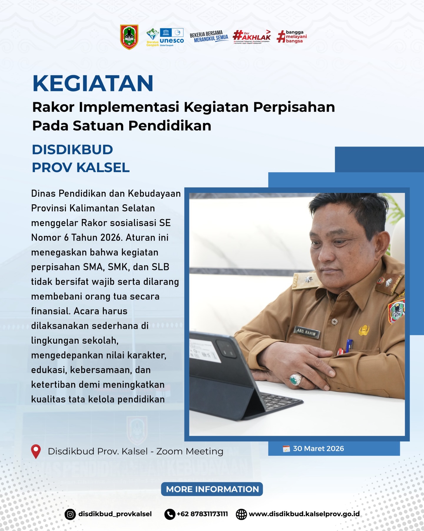 Rakor Implementasi Kegiatan Perpisahan Pada Satuan Pendidikan