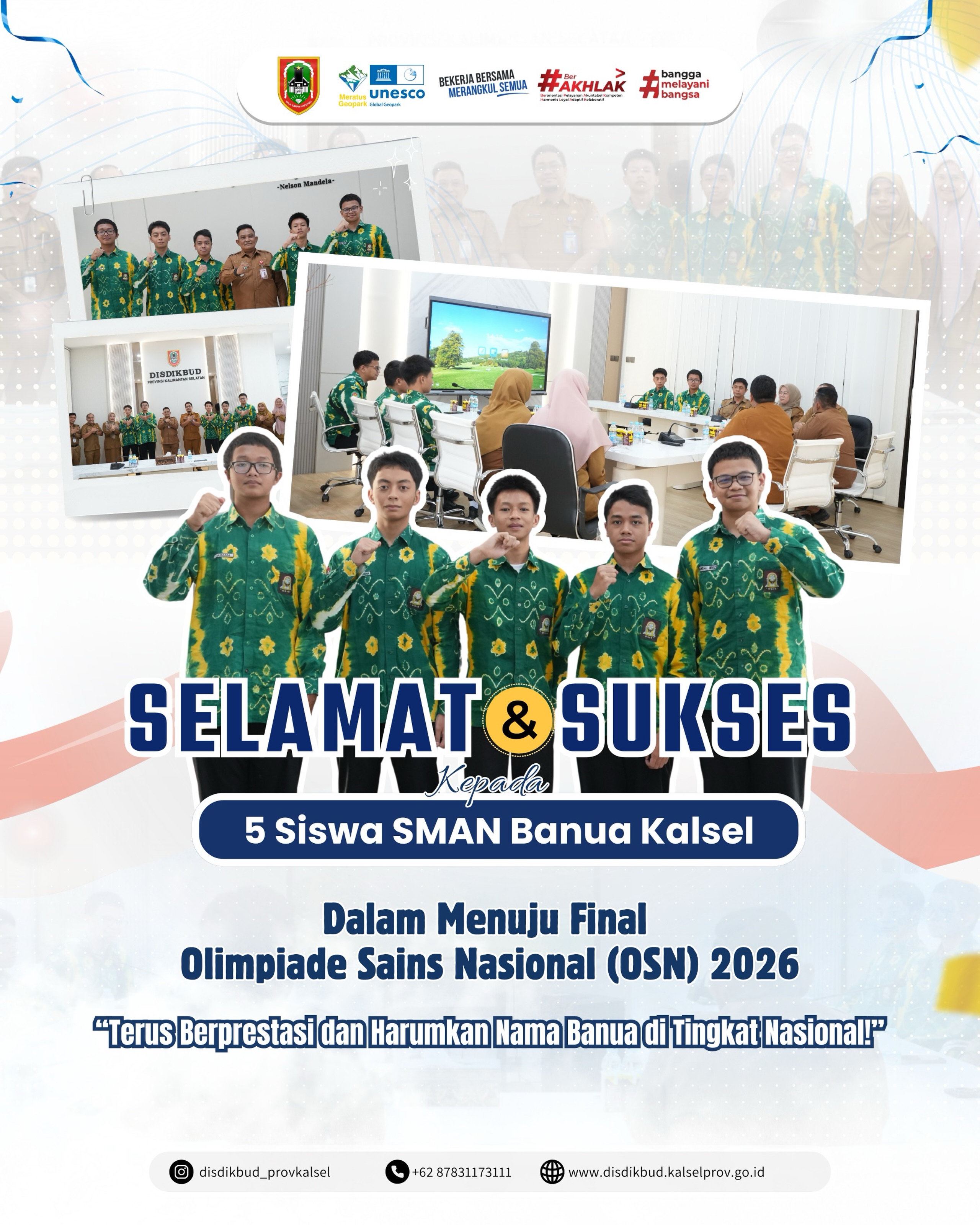 SELAMAT & SUKSES KEPADA 5 SISWA SMAN BANUA KALSEL DALAM MENUJU FINAL OLIMPIADE SAINS NASIONAL (OSN) 2026