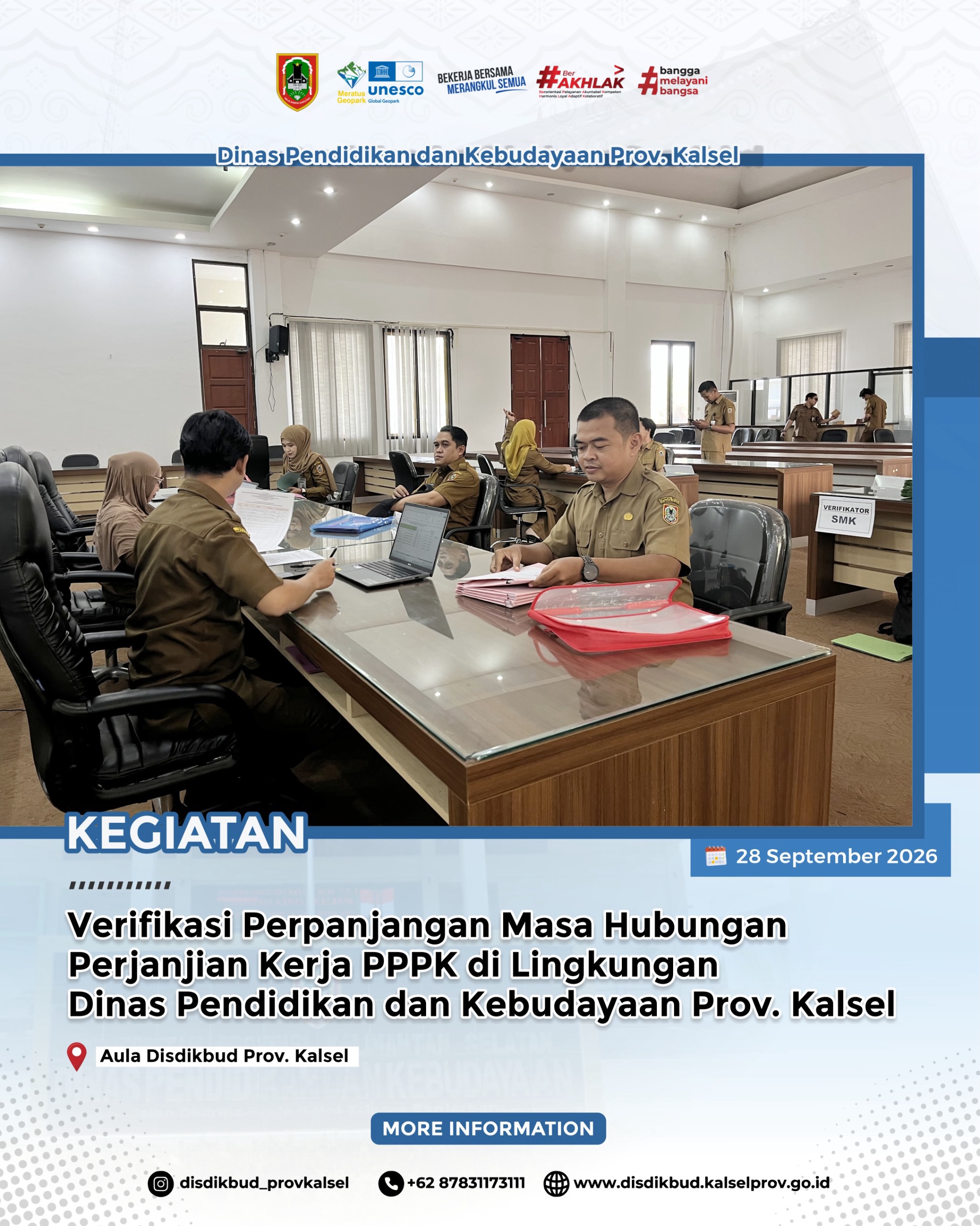 VERIFIKASI PERPANJANGAN MASA HUBUNGAN PERJANJIAN KERJA PPPK DI LINGKUNGAN DINAS PENDIDIKAN DAN KEBUDAYAAN PROV. KALSEL